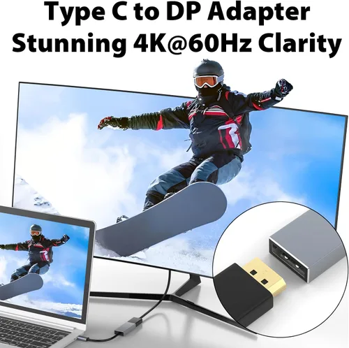 Vista 3 de Cyberguys Adaptador USB-C a DisplayPort, 4K 60Hz para monitores