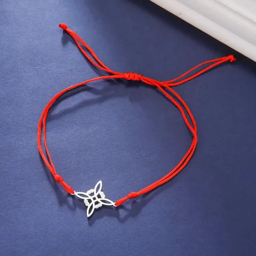 Vista 4 de LIKGREAT Pulsera de nudo de brujas, pulsera de nudo celta irlandés, pulsera de nudo de bruja, hecha a mano, pulsera de cuerda de cera trenzada
