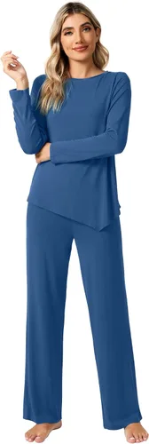 Vista 4 de WiWi Bamboo Viscose Pajamas Set for Women Soft Long Sleeve Pj Sleepwear Pants Lightweight Pajama Lounge Sets Loungewear S-XXL