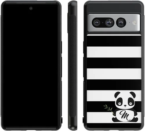 Vista 5 de Black White Panda - Funda de goma negra personalizada compatible con Google Pixel 10, 10 Pro, 10 Pro XL, 9a, 9 Pro, Pixel 9, Pixel 9 Pro XL, 8a, 8