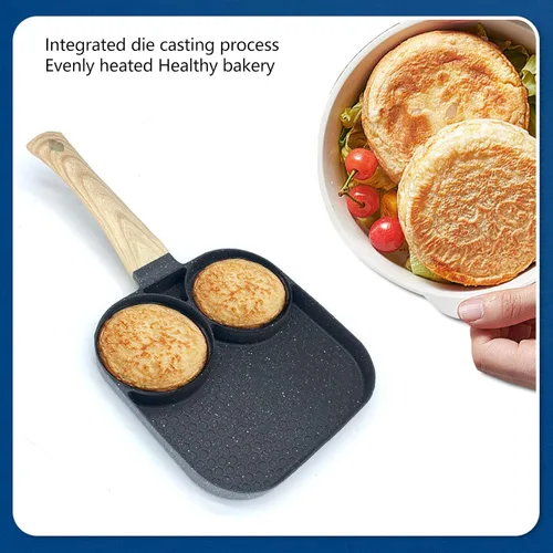 Vista 8 de Sartén antiadherente 3 en 1, sartén para huevos, sartén seccional para desayuno que evita que se pegue resistente al calor, sartén dividida