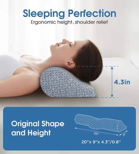 Vista 4 de Demelon Almohadas cervicales para el cuello para aliviar el dolor de dormir, almohada de espuma viscoelástica de alta densidad para soporte