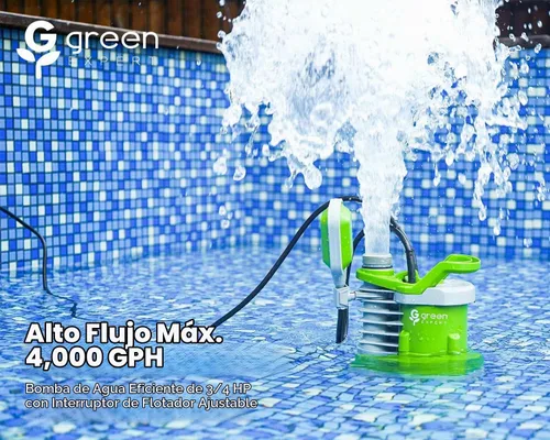 Vista 2 de Green Expert - Bomba sumergible de sumidero de 3/4 HP, máximo 4000 GPH, interruptor de flotador ajustable de alto caudal, manual automático para una