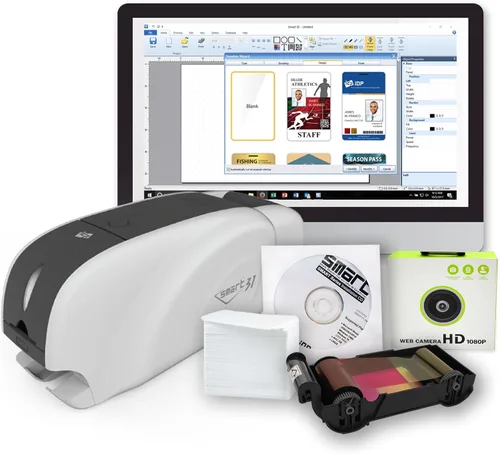Vista 10 de IDP SMART-31 Series ID Card Duplex Kit de impresora con software, manual y guías - Incluye cinta de color YMCKO de 250 impresiones y 100 tarjetas