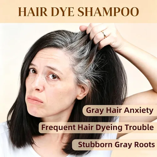 Vista 3 de SHIHUANUO Champú de tinte negro para cabello gris, champú de color 3 en 1 con 6 extractos de hierbas, cobertura 100% de canas, fácil de teñir