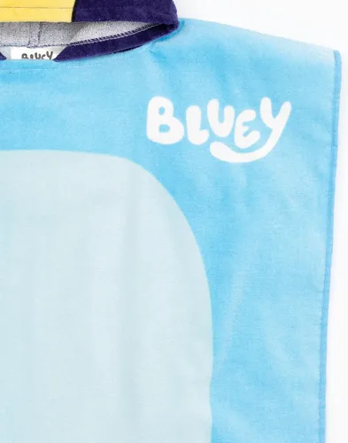 Vista 6 de Bluey Poncho de toalla para niños Toalla de baño de dibujos animados azul para niñas y niños con orejas 3D Traje de baño para cachorros