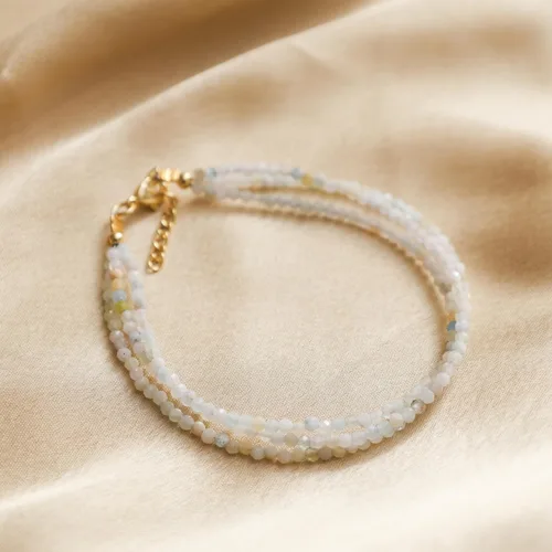 Vista 37 de Gempires - Pulseras de cuentas naturales de múltiples hebras, ligeras, hechas a mano, hipoalergénicas, de 8 pulgadas, chapadas en oro, elegantes