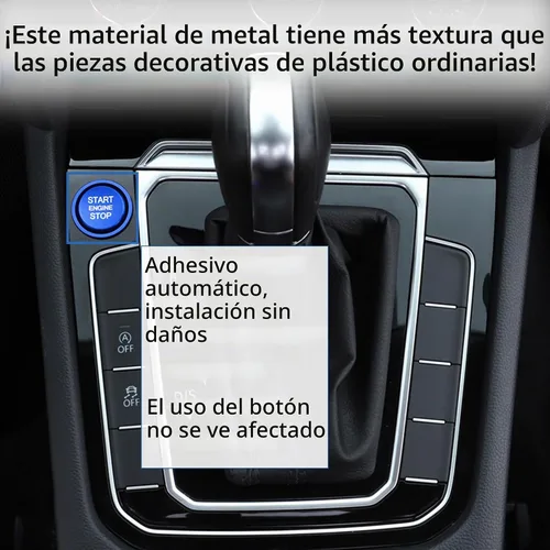 Vista 6 de Cubierta de botón de arranque para automóvil compatible con Audi, cubierta de aluminio para botón de arranque del motor con anillo de metal para Azul