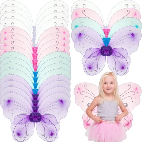 Vista 10 de Chivao Fairy Wings Butterfly Girl Halloween Costume