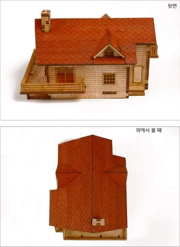 Vista 5 de Young Modeler HO Serises - Kit de modelo de madera de escritorio, casa de jardín A con una cubierta grande (YM 633): kit de catapulta en miniatura