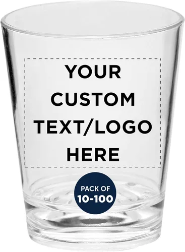 Vista 16 de Vasos de chupito de plástico translúcidos personalizados de 1.5 onzas, juego de 10/50/100 unidades, acrílico, ideal para regalos de cumpleaños