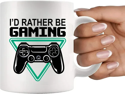 Vista 7 de Taza de cerámica de 11 oz con texto en inglés "I'd Rather Be Gaming Gamer Gifts for Men Boyfriend Women Cool Gamers Gifts from Girlfriend Sister