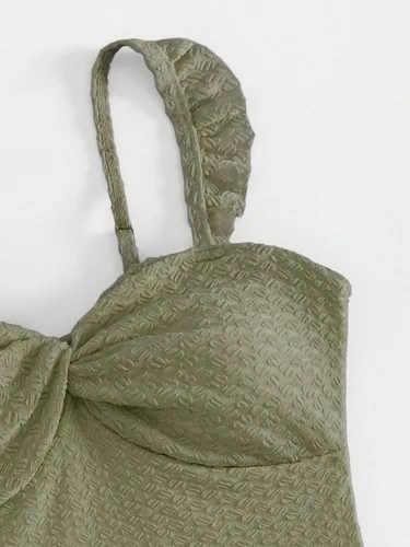 Vista 3 de WDIRARA Traje de baño de una pieza fruncido con volantes y nudo frontal para niña