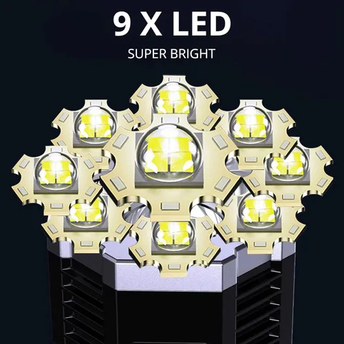 Vista 5 de Flashlights High Lumens, Rechargeable LED Flashlight, Super Bright Flashlights 100000 Lumens with 9 LED Light, 4 Modes Handheld Flashlights for