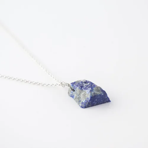 Vista 24 de Collar de piedras preciosas crudas piedras de nacimiento de plata