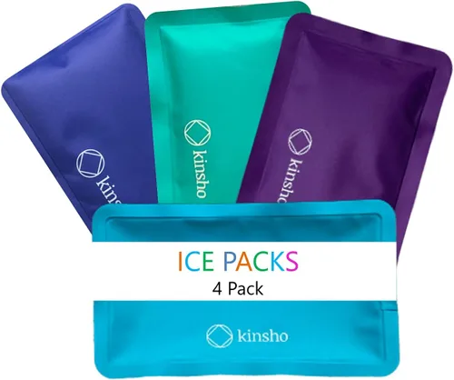 Vista 5 de kinsho Bolsa de hielo para niños, bolsa y cajas Bento, bolsas delgadas suaves reutilizables y congelables para viajes, escuela, trabajo
