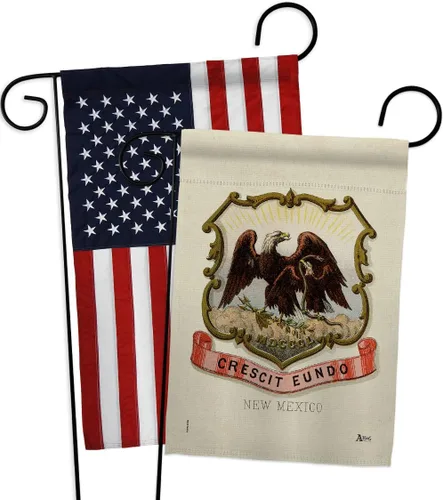 Vista 6 de Coat of arms New Mexico Garden Flags 2pcs Pack Americana States USA American Territories Republic Country Particular Area Small Decorative Gift Yard