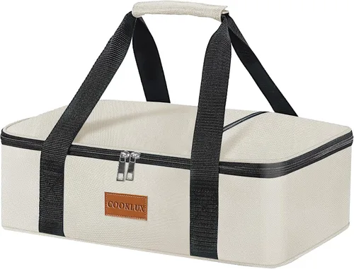 Vista 13 de Porta cazuelas aislada de 9x13 pulgadas, nylon duradero, porta cazuelas a prueba de fugas, porta cazuelas para alimentos fríos o calientes (negro)