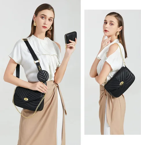 Vista 2 de JEEHAN Bolsos cruzados acolchados para mujer bolsos de hombro de diseñador pequeños