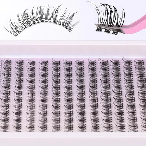 Vista 4 de Natural Lash Clusters Kit Wispy Lash Invisible Clear Band Cluster Eyelash Extensions Kit 8-16mm Individual Lashes Extension D Curl Eyelash Clusters