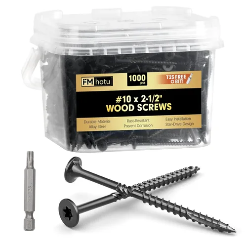Vista 25 de #10 x 2-1/2" Tornillos para Terraza, 108 Piezas Tornillos para Madera con Cabeza Estrella, Tornillos para Madera Resistentes al Óxido para Negro