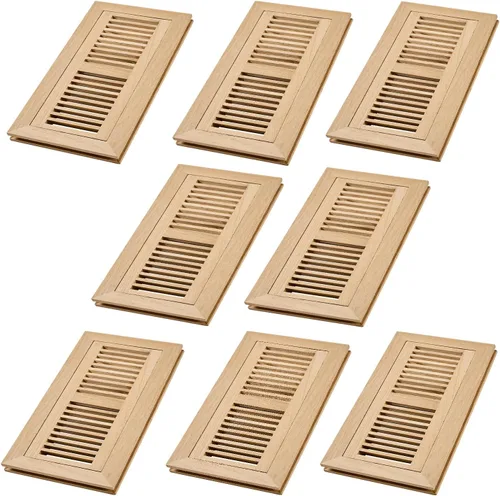 Vista 14 de Paquete de 2 registros de piso de madera dura de roble rojo, ventilación de montaje empotrado, 4 x 10 pulgadas, con amortiguador, sin terminar