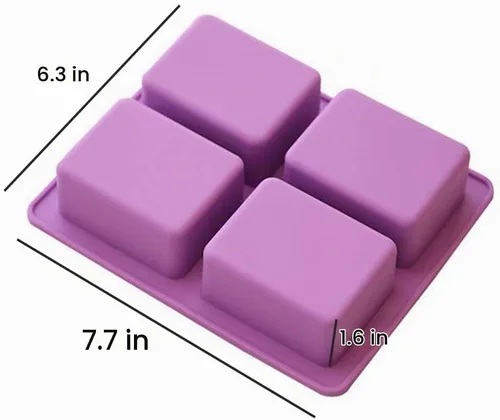 Vista 3 de Echodo - Molde rectangular de silicona para jabón de 4 cavidades, molde de silicona hecho a mano para velas de jabón