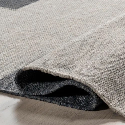 Vista 6 de Rugs USA Alfombra de lana con bloques de color azul Jay de 5 x 8 pulgadas, alto tráfico para sala de estar, dormitorio, oficina, entrada, pasillo