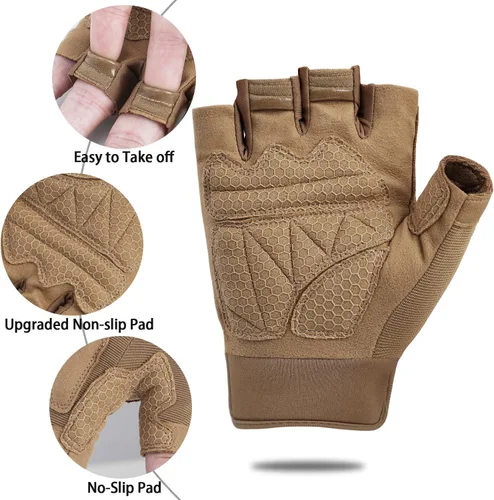 Vista 3 de FIORETTO Guantes sin dedos, guantes de medio dedo para conducir, ciclismo, tiro, caza, motocicleta, escalada, trabajo al aire libre 215801