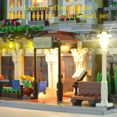 Vista 4 de GEAMENT Kit de luz LED para restaurante parisino Creator Expert - Compatible con el modelo de ladrillos de construcción Lego 10243