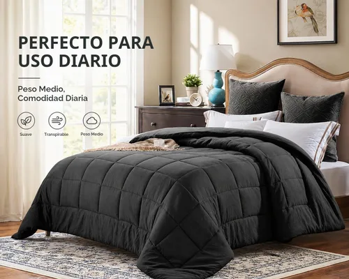 Vista 7 de EVOLIVE - Edredón alternativo al plumón de ganso blanco, para todas las estaciones, prelavado, microfibra suave con costuras en caja