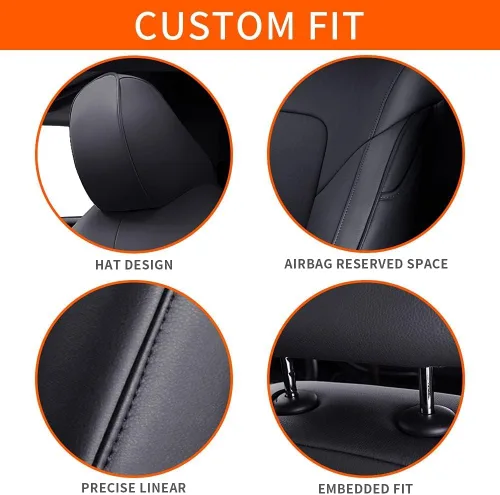 Vista 6 de Seat Covers for Mazda 3 2014 2015 2016 2017 2018 Custom Fit,Faux Leather Waterproof AirbagCompatible Car Seat Cover Full Set Black