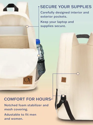 Vista 5 de Ocean Pacific OG - Mochila de pana para viajes, deportes, playa, trabajo, mochila casual para hombres y mujeres, se adapta a portátiles de 15.6