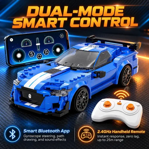 Vista 7 de WISEPLAY Juego de construcción de automóviles a control remoto, construye tu propio kit de automóvil a control remoto, kit de construcción