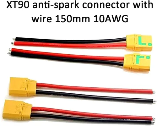Vista 3 de Amass - 2 pares de coletas XT90S XT90 Wire XT-90S XT 90 enchufe macho y hembra conector 5.906 in 10AWG cable de silicona para RC Lipo batería FPV