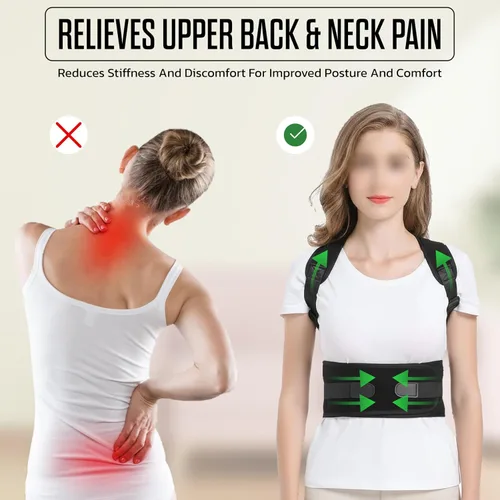 Vista 2 de Corrector de postura ajustable con terapia magnética, corrector de postura de espalda completa para mujeres y hombres - Soporte de espalda