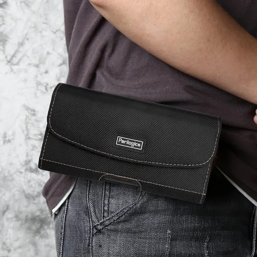 Vista 2 de Perilogics Funda magnética de nailon para teléfono con clip para cinturón Negro