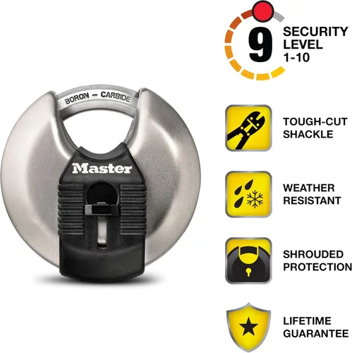 Vista 8 de Master Lock M50XD Magnum Candado de Disco de Acero Inoxidable de Servicio Pesado con Llave