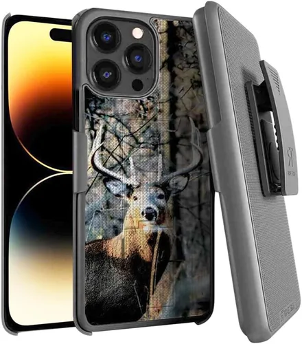 Vista 16 de Diseñada para iPhone 14 Plus - Funda con clip para cinturón y funda tipo pistolera - Funda protectora con soporte para teléfono - Negro (Puntos)