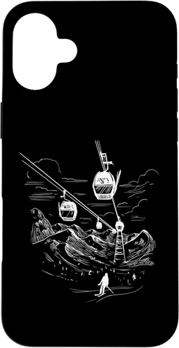 Vista 22 de iPhone 16 Ski Skiing Hobby Sport Snow Mountain Line Art Design Case
