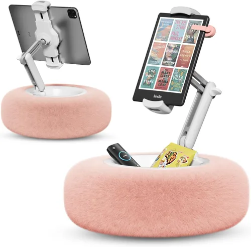 Vista 8 de SupeDesk - Almohada para tablet para cama, soporte ajustable para tableta con cuenco desmontable para aperitivos, soporte para teléfono para cama
