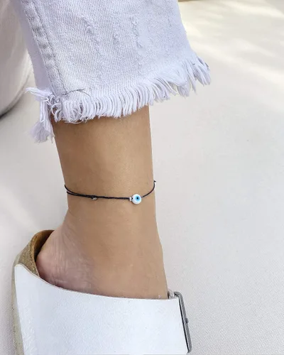 Vista 5 de Naz Collection Tobillera blanca de mal de ojo para mujeres, hombres, niñas, niños, pulsera para el mal de ojo, tobillera negra para mujer, tobillera