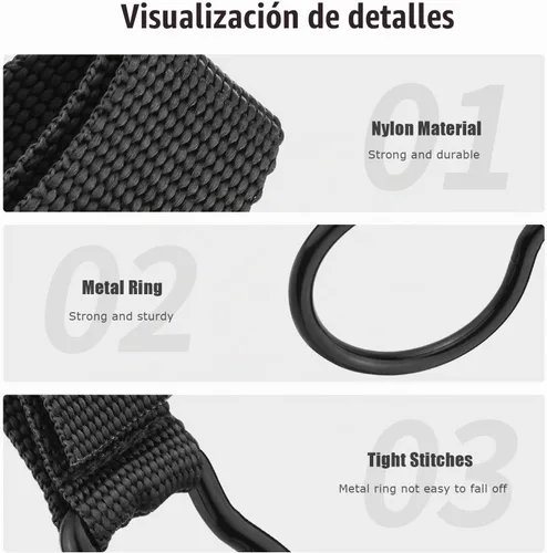 Vista 2 de UIInosoo - Soporte de anillo de linterna de nailon con doble clip para cinturón de servicio, mantiene la linterna de célula D/C Negro 1 paquete