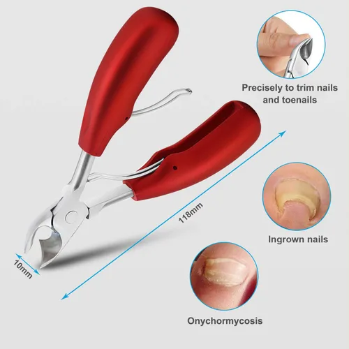 Vista 3 de Cortaúñas gruesas para dedos de los pies, podólogo para uñas encarnadas y gruesas, para hombres y personas mayores, de acero inoxidable de grado