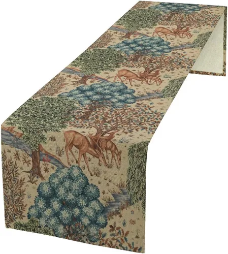 Vista 21 de Camino de mesa con diseño de patas de perro, lindo animal con estampado de patas de cachorro, decoración de fiesta de cumpleaños, casa de campo