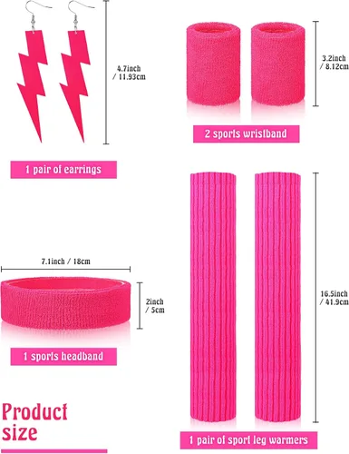 Vista 3 de SATINIOR Women 80s 90s Workout Costume Outfit Accessories Set Leg Warmers Headband Wristbands Earrings Swimwear Suit