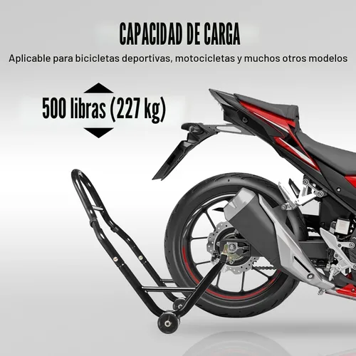 Vista 5 de Jack Boss Caballete de motocicleta, soporte de rueda trasera combo, capacidad de 500 libras, soporte de basculante para paddock para moto deportiva