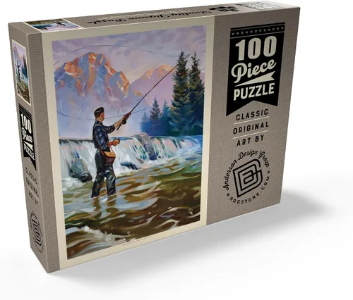 Vista 2 de MyPuzzle Classic Sportsman: Fly Fishing, Vintage Poster - Rompecabezas de 100 piezas prémium para adultos
