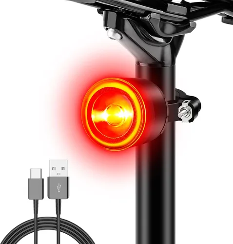 Vista 8 de NineLeaf Smart Brake Sensing Rear Bike Lights, Bicycle Tail Light, Bike Lights for Night Riding, Auto On/Off, 300 Lumen 220°Adjustable Angle 1000M