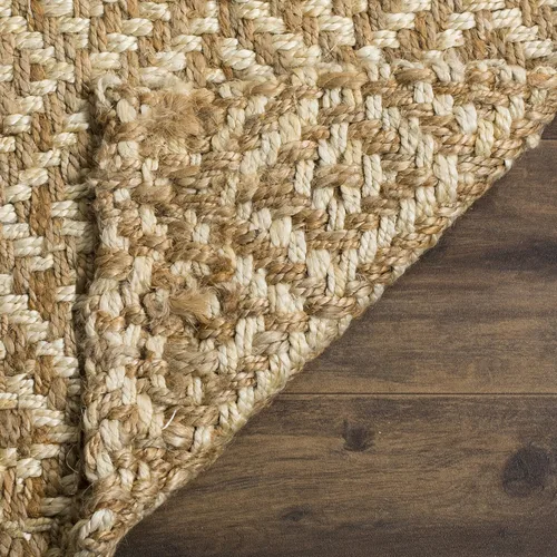 Vista 6 de SAFAVIEH Natural Fiber Collection - Alfombra decorativa de 2 x 3 pies, marfil y natural, yute hecho a mano, ideal para zonas de alto tráfico